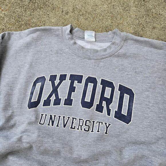 Vtg OXFORD UNIVERSITY Arc Logo Graphic British College Crewneck Sweatshirt XL - Picture 3 of 6